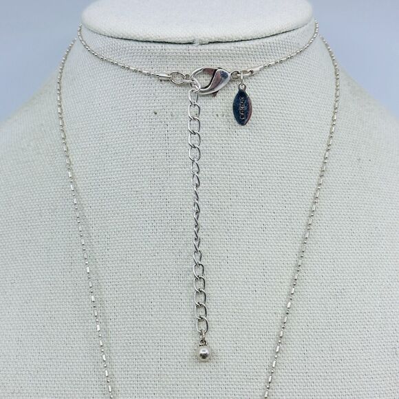 Chicos Necklace Clear Faceted Crystal Pendant 1.75" Ball Chain Jewelry 40" - Picture 5 of 8